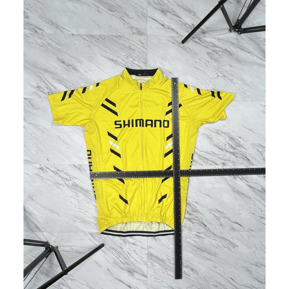 Shimano Yellow Cycling Jersey Full Zip Bike Shirt Mens XXL #8